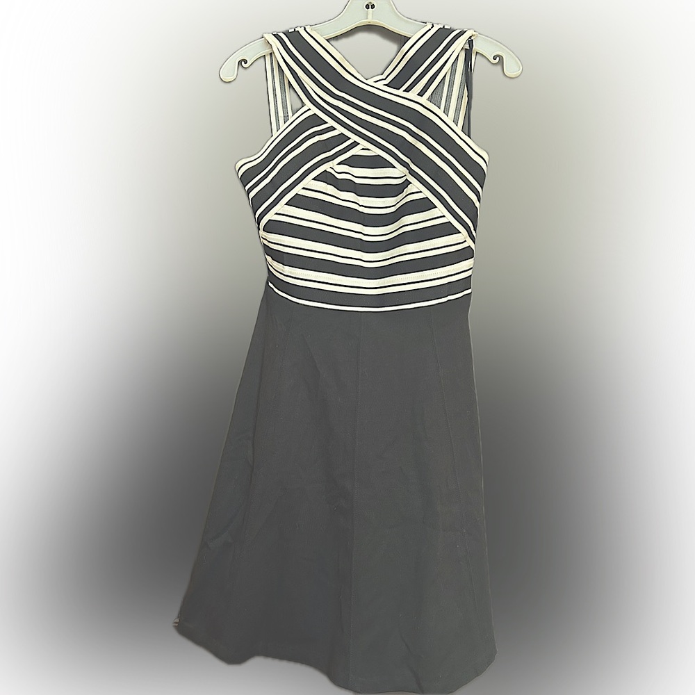 Maeve x Anthropologie - Crosswise Bandage Skater Dress Black & White Sz 4 -